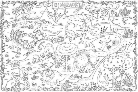"Świat dinozaurów" kolorowanka podłogowa XXL plakat "Świat dinozaurów" kolorowanka podłogowa XXL plakat