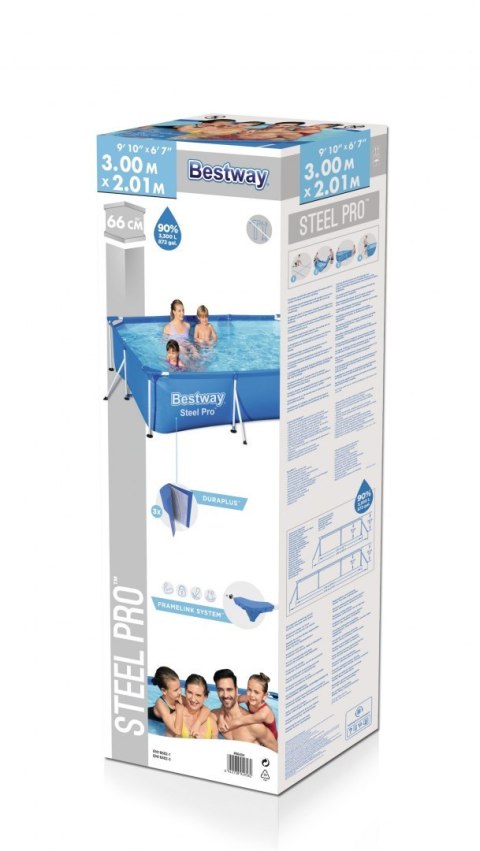 Basen Stelażowy Steel Pro BESTWAY Prostokątny 300x201x66cm Basen Stelażowy Steel Pro BESTWAY Prostokątny 300x201x66cm