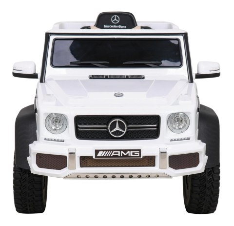 Mercedes G63 AMG Autko na akumulator Biały + Pilot + 6 kół EVA + Wolny Start + MP3 LED