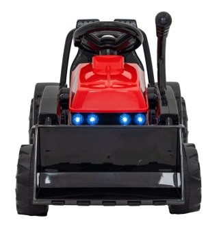 Traktor Spychacz G320 dla najmłodszych dzieci Czerwony + Ruchoma łyżka + Melodie + Klakson + Światła LED