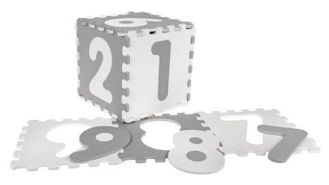 Mata biało-szara z 9 Puzzli dla dzieci 10m+ Wyjmowane cyfry litery + Pianka EVA + Powłoka antybakteryjna Ag+ Mata biało-szara z 9 Puzzli dla dzieci 10m+ Wyjmowane cyfry litery + Pianka EVA + Powłoka antybakteryjna Ag+