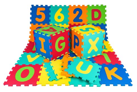 Mata z 36 Puzzli dla dzieci 10m+ Wyjmowane cyfry litery + Pianka EVA + Składanie figur Mata z 36 Puzzli dla dzieci 10m+ Wyjmowane cyfry litery + Pianka EVA + Składanie figur