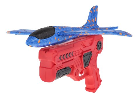 Pistolet z Wyrzutnią Czerwony + Samolot styropianowy Niebieski dla dzieci 6+ Pistolet z Wyrzutnią Czerwony + Samolot styropianowy Niebieski dla dzieci 6+