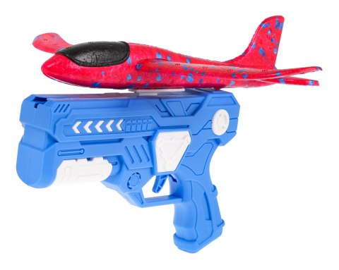 Pistolet z Wyrzutnią Niebieski + Samolot styropianowy Czerwony dla dzieci 6+ Pistolet z Wyrzutnią Niebieski + Samolot styropianowy Czerwony dla dzieci 6+