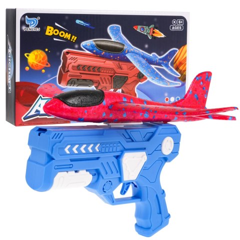 Pistolet z Wyrzutnią Niebieski + Samolot styropianowy Czerwony dla dzieci 6+ Pistolet z Wyrzutnią Niebieski + Samolot styropianowy Czerwony dla dzieci 6+