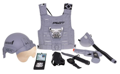 Zestaw Małego Pilota dla dzieci 3+ Interaktywny Pistolet + Regulowany Kask + Kamizelka z Maską Tlenową + Akcesoria Zestaw Małego Pilota dla dzieci 3+ Interaktywny Pistolet + Regulowany Kask + Kamizelka z Maską Tlenową + Akcesoria