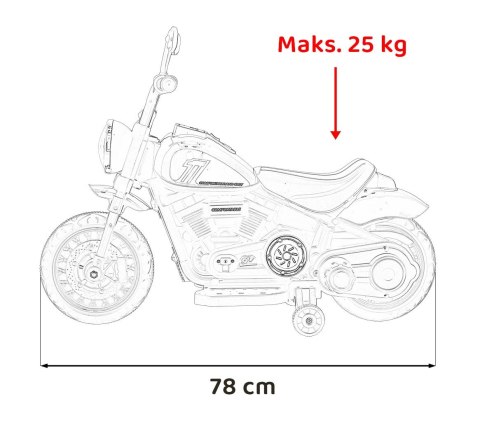 Motorek Chopper FASTER na akumulator dla dzieci Czerwony + Radio FM + Panel audio + LED