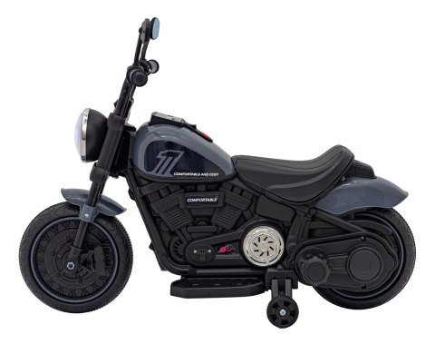 Motorek Chopper FASTER na akumulator dla dzieci Szary + Radio FM + Panel audio + LED
