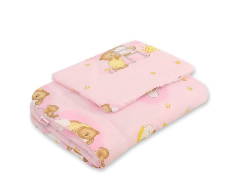 Komplet pościeli dla niemowląt z wypełnieniem 2-cz 75x100cm NEWBORN - Misie na drabinkach różowe Komplet pościeli dla niemowląt z wypełnieniem 2-cz 75x100cm NEWBORN - Misie na drabinkach różowe