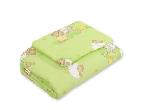 Komplet pościeli dla niemowląt z wypełnieniem 2-cz 75x100cm NEWBORN - Misie na drabinkach zielone Komplet pościeli dla niemowląt z wypełnieniem 2-cz 75x100cm NEWBORN - Misie na drabinkach zielone