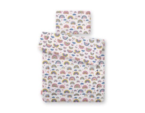 Komplet pościeli dla niemowląt z wypełnieniem 2-cz 75x100cm NEWBORN - tęcza Komplet pościeli dla niemowląt z wypełnieniem 2-cz 75x100cm NEWBORN - tęcza