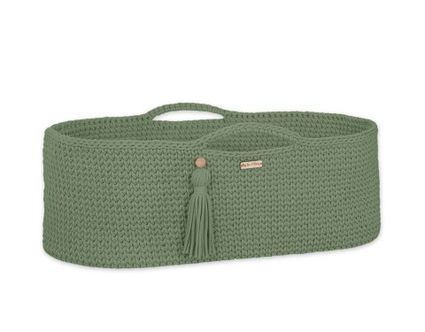 Kosz Mojżesza BOHO bawełniany Handmade z materacykiem - szałwia