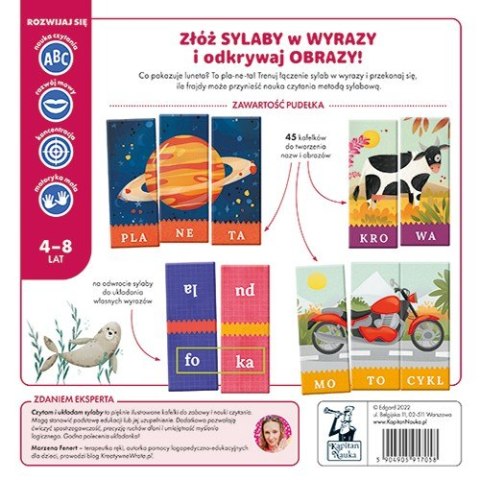 Gra edukacyjna "Czytam i układam sylaby" dla dzieci 4-8 lat + Nauka czytania + Układanie obrazków Gra edukacyjna "Czytam i układam sylaby" dla dzieci 4-8 lat + Nauka czytania + Układanie obrazków