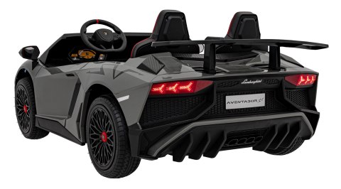 Auto Lamborghini Aventador SV na akumulator dla 2 dzieci Szary + Pilot 2,4 GHz + Pianka EVA + Audio LED