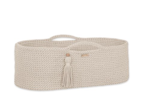 Kosz Mojżesza BOHO bawełniany Handmade z materacykiem - śmietanka