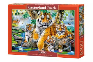 Puzzle 1000 elementów. Tygrysy przy strumieniu