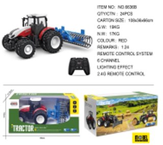 Traktor R/C 1:24 Czerwony z Zgrabiarką