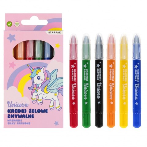 Kredki Zmywalne 6 kolorów Unicorn Wykr Starpak pudełko 12/144