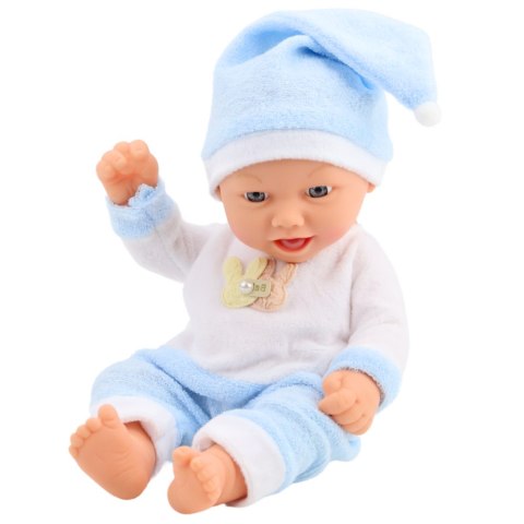 Lalka Bobas W Niebieskiej Piżamce Czapeczka z Pomponem Lalka Bobas W Niebieskiej Piżamce Czapeczka z Pomponem