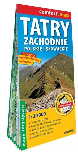 Mapa turystyczna laminowana. Tatry Zachodnie. Polskie i słowackie, 1:30 000