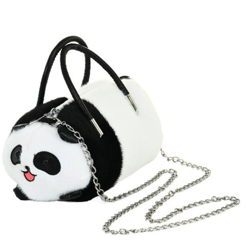 Pluszowa Torba Panda Uchwyty Metalowy Łańcuszek Czarno Biała 20cm Pluszowa Torba Panda Uchwyty Metalowy Łańcuszek Czarno Biała 20cm