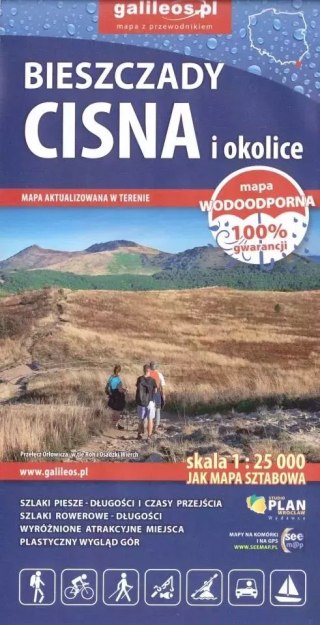 Mapa Bieszczady, Cisna i okolice w skali 1:25 000