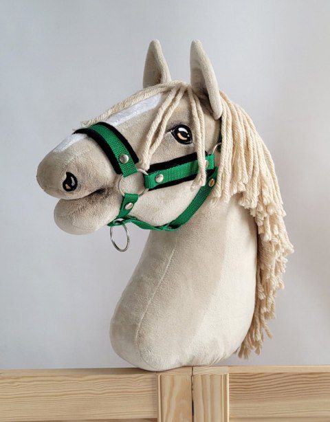 Kantar regulowany dla konia Hobby Horse A3 zielony z czarnym futerkiem Kantar regulowany dla konia Hobby Horse A3 zielony z czarnym futerkiem