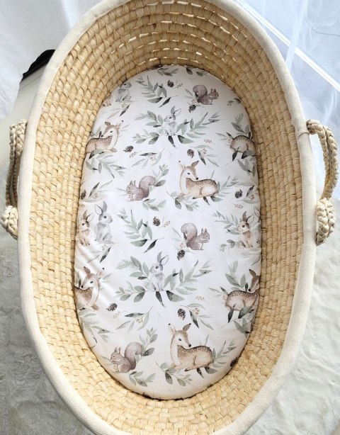 Prześcieradło bawełniane do kosza Mojżesza Boho wózka gondoli 75x35 cm - Woodland olive Prześcieradło bawełniane do kosza Mojżesza Boho wózka gondoli 75x35 cm - Woodland olive