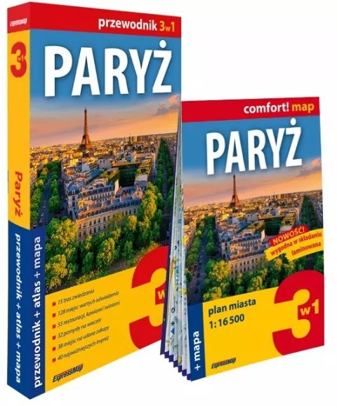 Paryż 3w1: przewodnik + atlas + mapa
