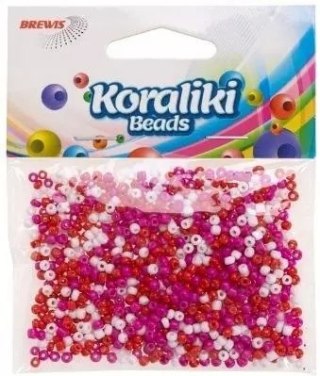 Koraliki akrylowe do nawlekania białe czerwone 35m