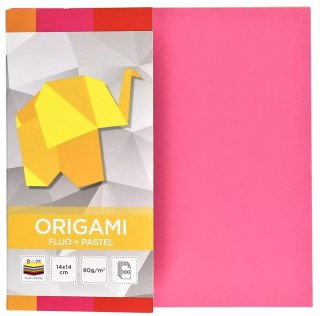 Origami 14x14 cm. Fluo + pastele (100 kartek)