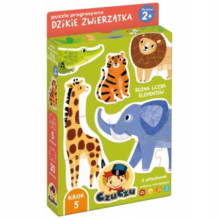 CzuCzu. Puzzle progresywne 20 elementów. Dzikie zwierzątka