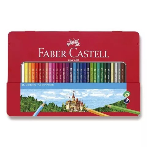 Kredki ołówkowe Zamek Faber-Castell 36 szt. w opakowaniu metalowym Kredki ołówkowe Zamek Faber-Castell 36 szt. w opakowaniu metalowym
