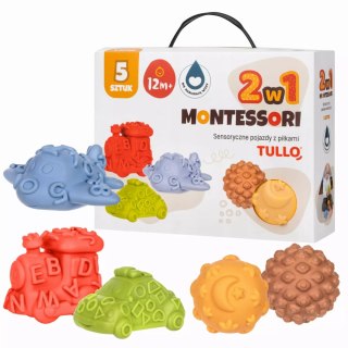 TULLO Sensoryczne pojazdy, piłeczki sensoryczne - zestaw 5 szt montessori