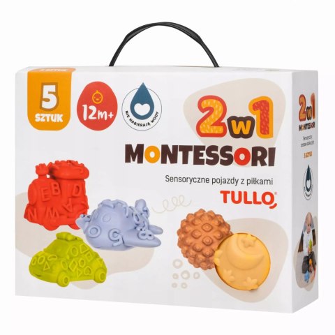 TULLO Sensoryczne pojazdy, piłeczki sensoryczne - zestaw 5 szt montessori TULLO Sensoryczne pojazdy, piłeczki sensoryczne - zestaw 5 szt montessori