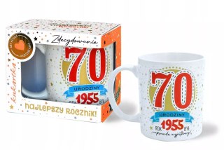 KUBEK NA 70 URODZINY Z WYDARZENIAMI PREZENT DLA URODZONYCH W 1955 ROKU HIT