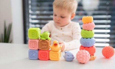 Klocki sensoryczne, piramida, piłeczki, zwierzątka - zestaw edukacyjny Montessori (18 sztuk) Klocki sensoryczne, piramida, piłeczki, zwierzątka - zestaw edukacyjny Montessori (18 sztuk)