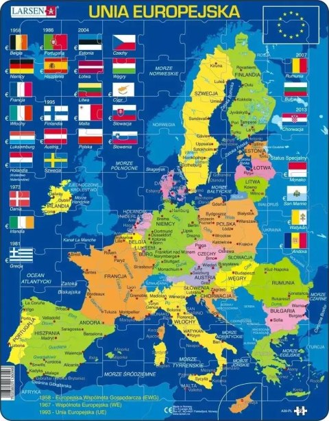 Układanka Unia Europejska - Mapa, Flagi Układanka Unia Europejska - Mapa, Flagi