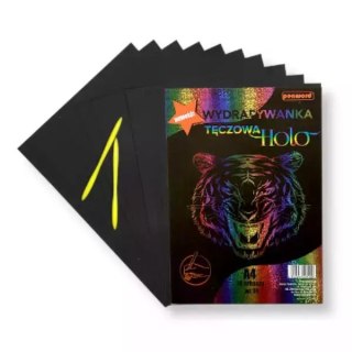 Wydrapywanka hologramowa A4 (10 arkuszy) tęczowa + 2 rylce SP-08