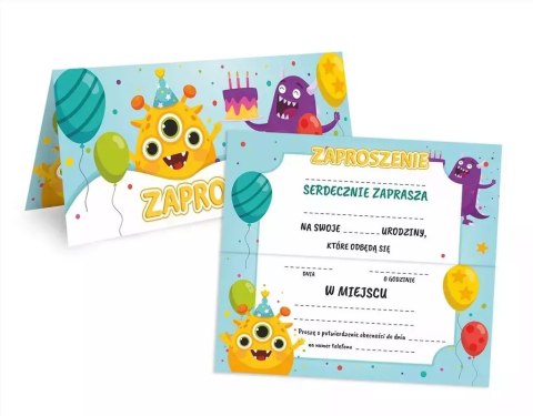 Zaproszenie na urodziny - Potworki (10szt) Zaproszenie na urodziny - Potworki (10szt)