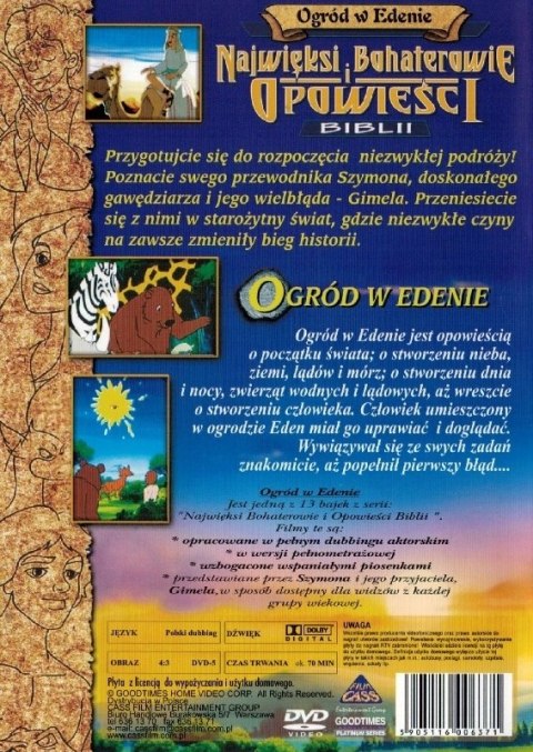 Najwięksi bohaterowie i opowieści Biblii. Ogród w Edenie, DVD Najwięksi bohaterowie i opowieści Biblii. Ogród w Edenie, DVD