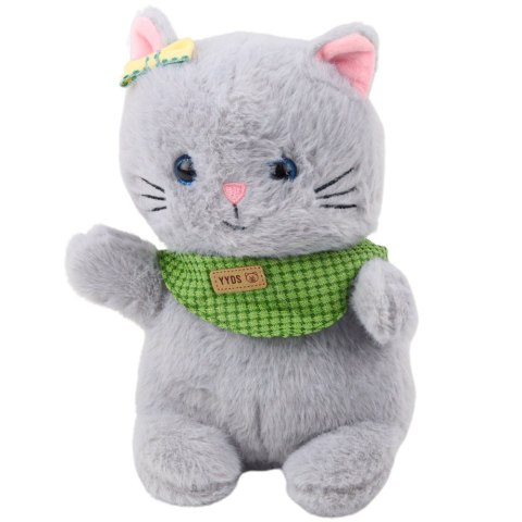 Pluszowa Maskotka Przytulanka Kot Szary Zielona Apaszka Kokardka 22cm Pluszowa Maskotka Przytulanka Kot Szary Zielona Apaszka Kokardka 22cm