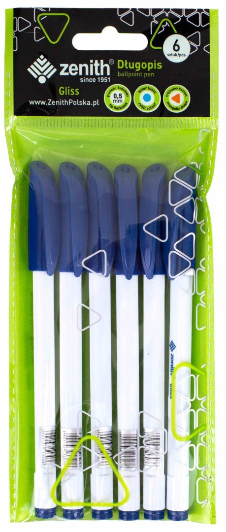Długopis ze skuwką 0,5 mm Zenith Gliss niebieski 6szt. Długopis ze skuwką 0,5 mm Zenith Gliss niebieski 6szt.