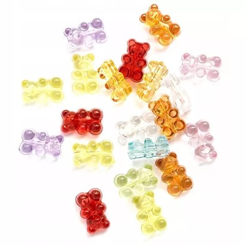 Koraliki akrylowe 20szt 17x12mm misie żelki Koraliki akrylowe 20szt 17x12mm misie żelki