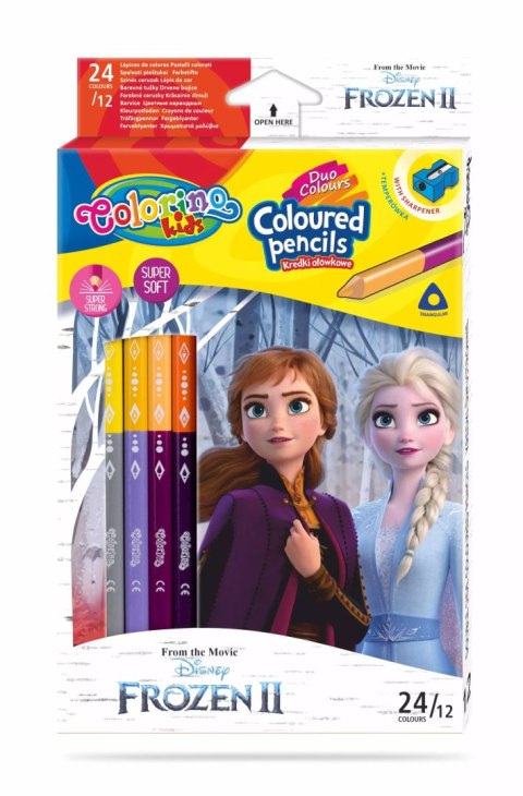 Kredki ołówkowe trójkątne Colorino Kids 24 kolorów 12 sztuk z temperówką Frozen Kredki ołówkowe trójkątne Colorino Kids 24 kolorów 12 sztuk z temperówką Frozen