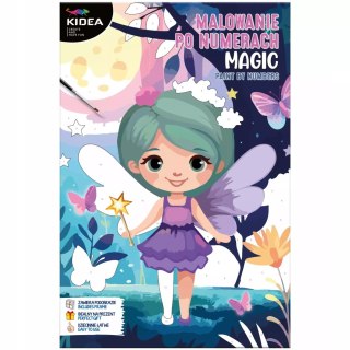 MALOWANIE PO NUMERACH dla dzieci WRÓŻKA KIDEA farbki podobrazie 30x20cm
