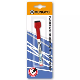 Marker suchościeralny mini z czyścikiem czerwony Mungyo blister