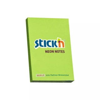 Notes samoprzylepny 76x51 mm zielony neon 100 kartek