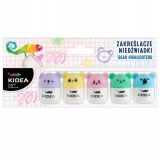 ZAKREŚLACZE NIEDŹWIADKI 5 sztuk KOLORÓW ZWIERZAKI KIDEA