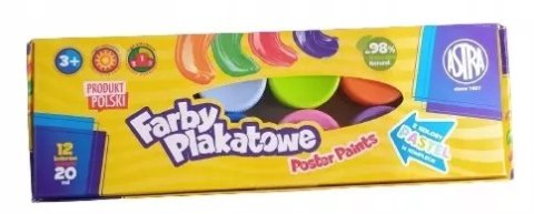 Farby plakatowe Astra 12 kolorów x 20 ml STANDART BOX (2 PASTEL) JM 301123012 Farby plakatowe Astra 12 kolorów x 20 ml STANDART BOX (2 PASTEL) JM 301123012